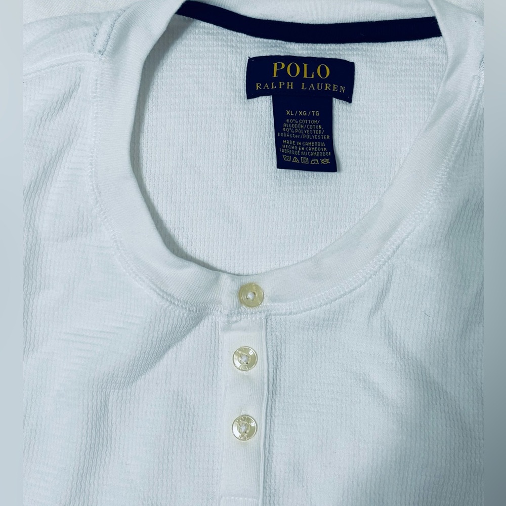 Polo by Ralph Lauren Classic White Henley Shirt - short sleeve
